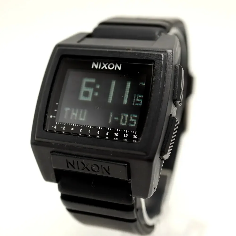 Nixon Base Tide Pro Black 42mm Digital Watch Sunrise Sunset Silicone New Battery